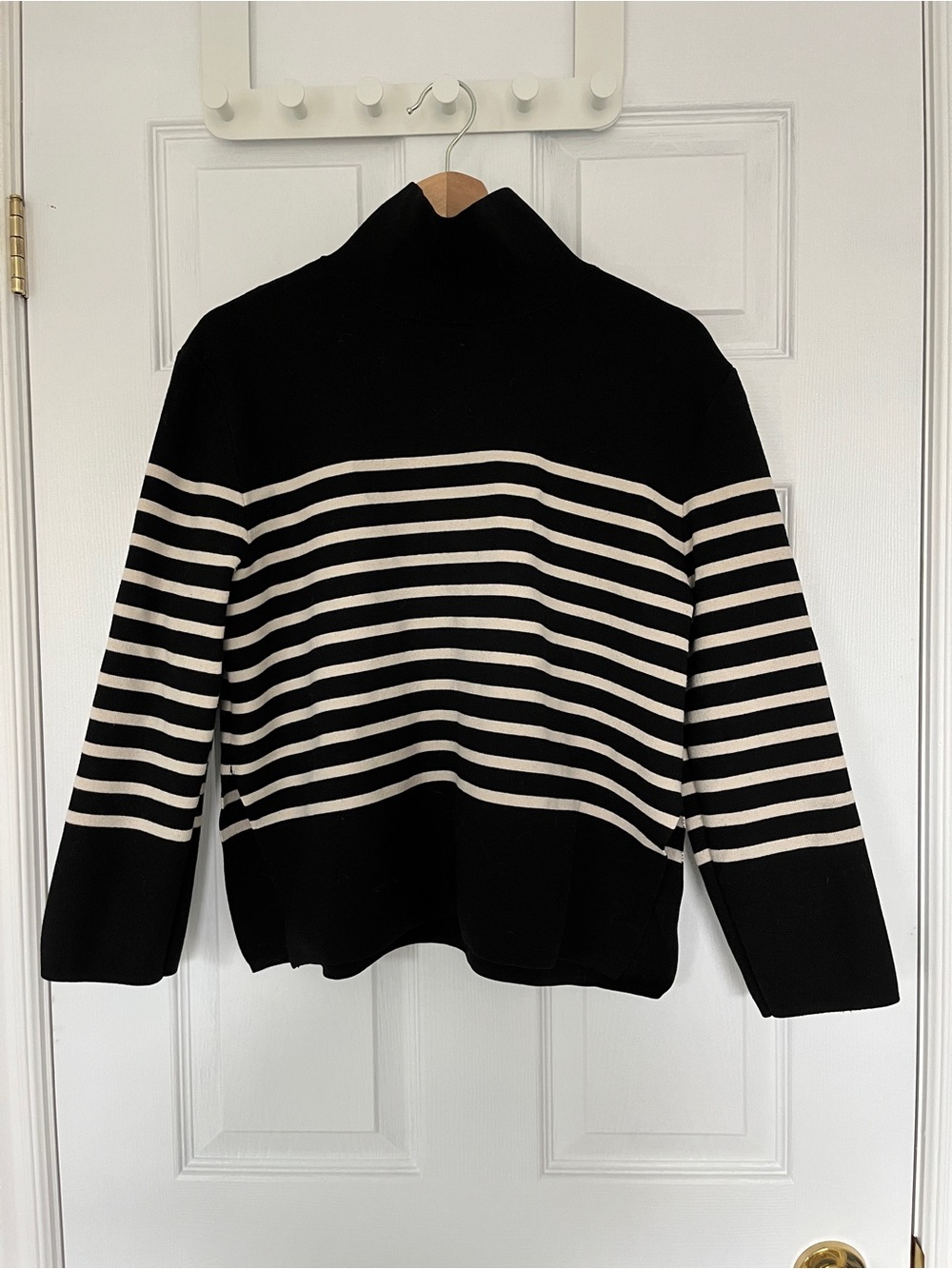H&M Black and White Ribbed Turtleneck Sweater